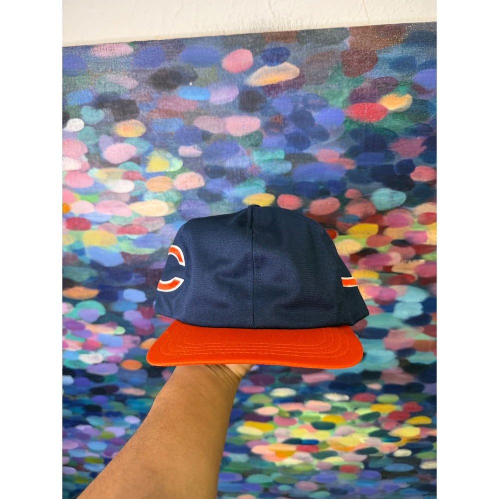 Vintage Chicago Bears Hat 1980 Annco Helmet Cap Navy Orange Snapback NFL Mens M
